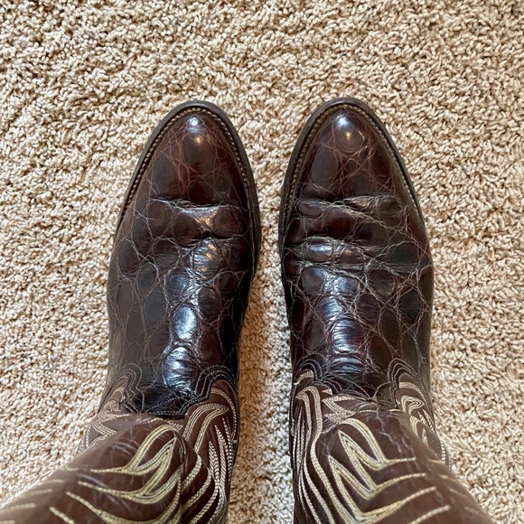 Nocona Men’s Brown Alligator Cowboy Boots Size 9D - Picture 5 of 12